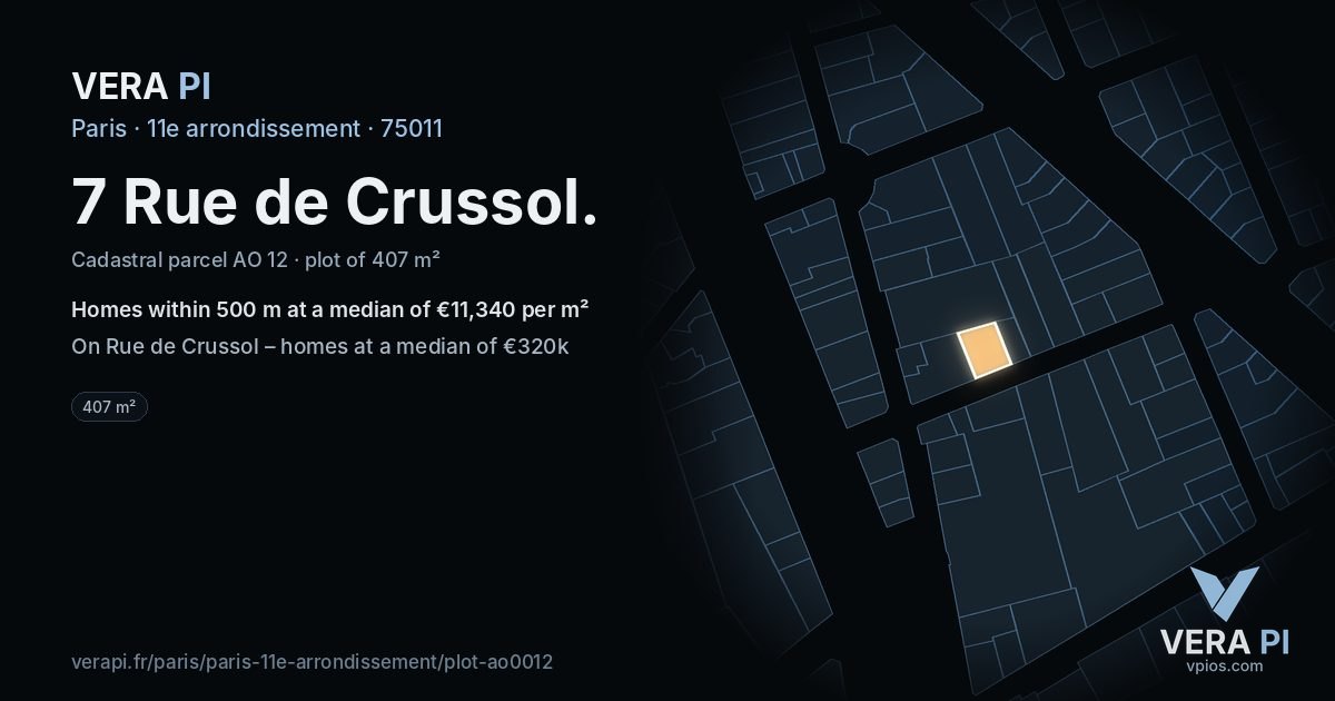 7 Rue de Crussol, 11e arrondissement at night – the plot lit, the parcels around coloured by the prices near them
