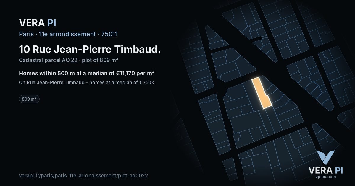 10 Rue Jean-Pierre Timbaud, 11e arrondissement at night – the plot lit, the parcels around coloured by the prices near them