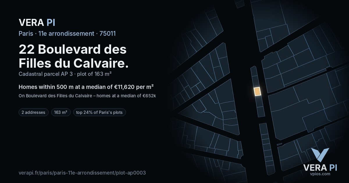 22 Boulevard des Filles du Calvaire, 11e arrondissement at night – the plot lit, the parcels around coloured by the prices near them