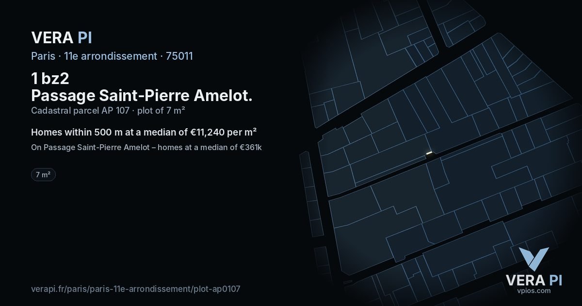 1 bz2 Passage Saint-Pierre Amelot, 11e arrondissement at night – the plot lit, the parcels around coloured by the prices near them