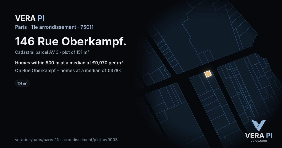 146 Rue Oberkampf, 11e arrondissement at night – the plot lit, the parcels around coloured by the prices near them