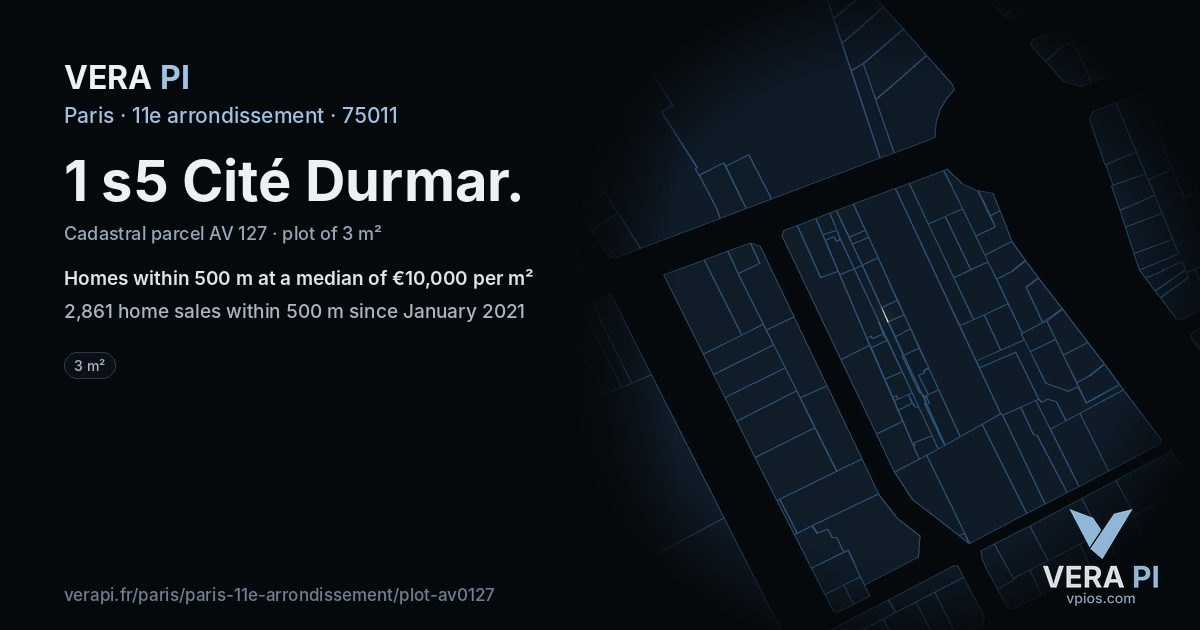 1 s5 Cité Durmar, 11e arrondissement at night – the plot lit, the parcels around coloured by the prices near them