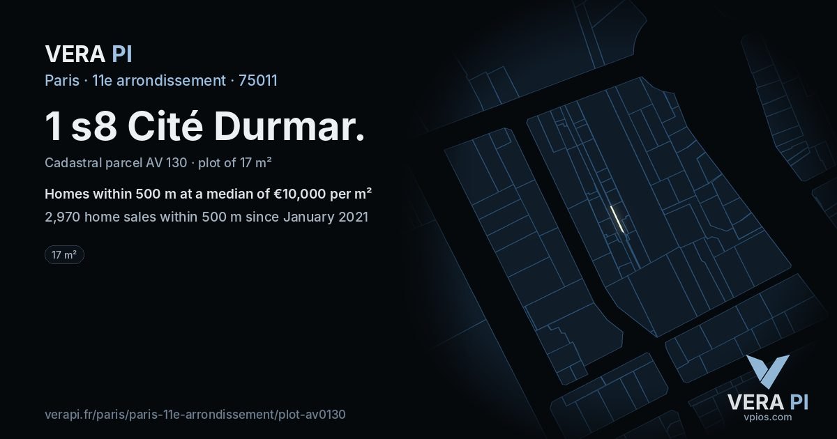 1 s8 Cité Durmar, 11e arrondissement at night – the plot lit, the parcels around coloured by the prices near them
