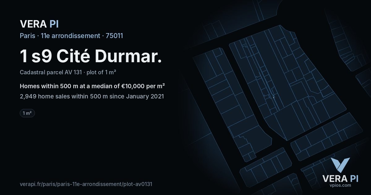 1 s9 Cité Durmar, 11e arrondissement at night – the plot lit, the parcels around coloured by the prices near them