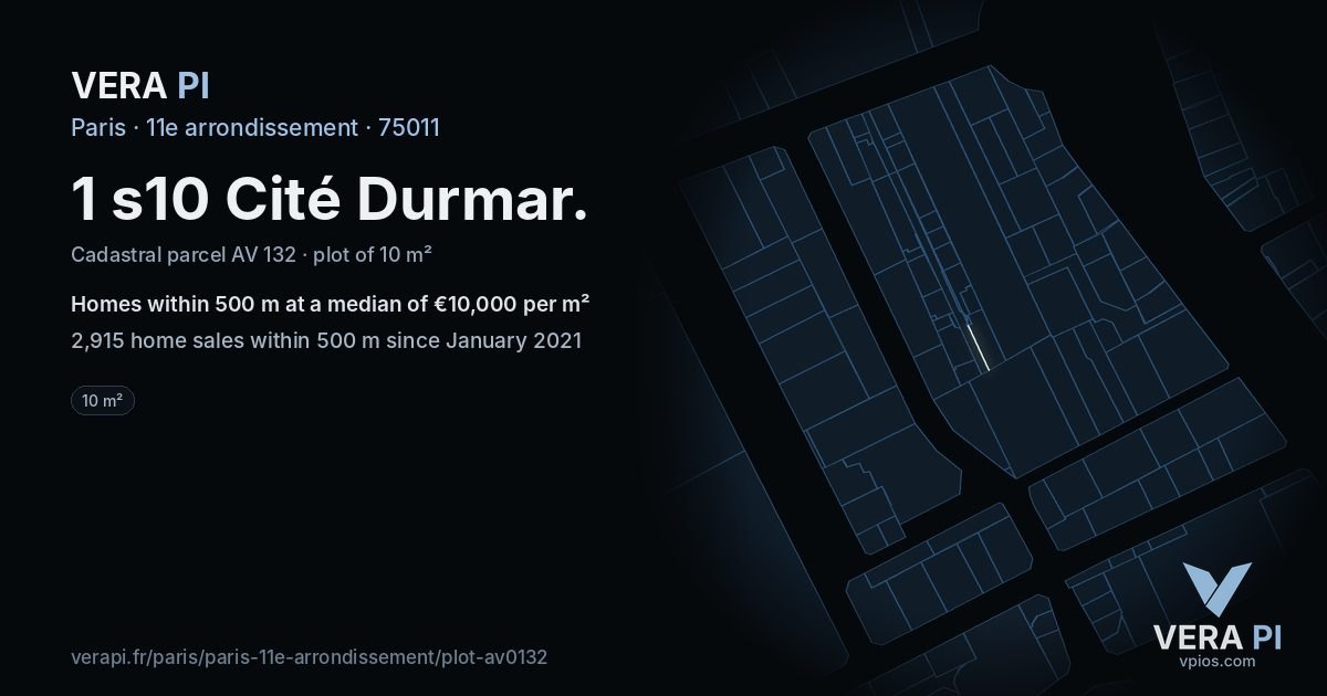 1 s10 Cité Durmar, 11e arrondissement at night – the plot lit, the parcels around coloured by the prices near them