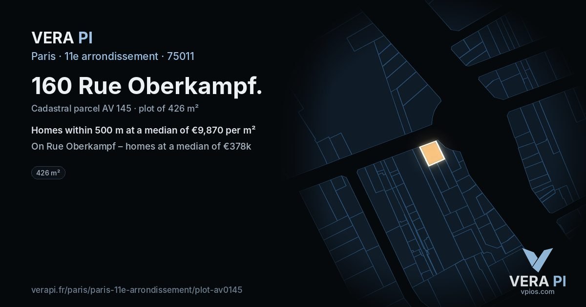 160 Rue Oberkampf, 11e arrondissement at night – the plot lit, the parcels around coloured by the prices near them