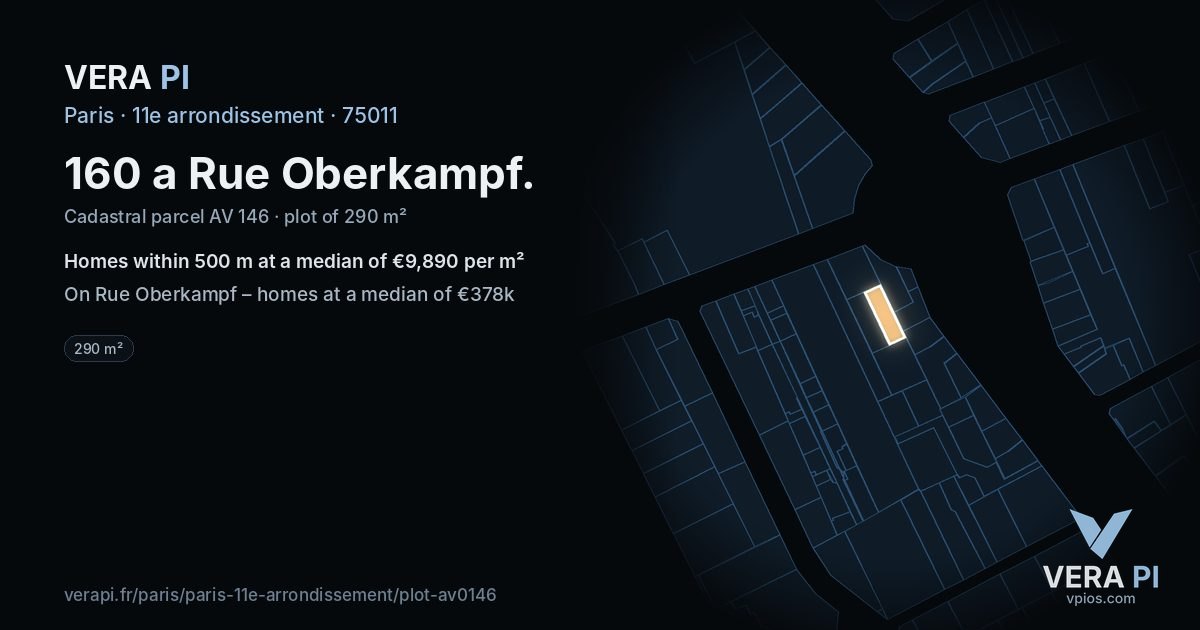 160 a Rue Oberkampf, 11e arrondissement at night – the plot lit, the parcels around coloured by the prices near them