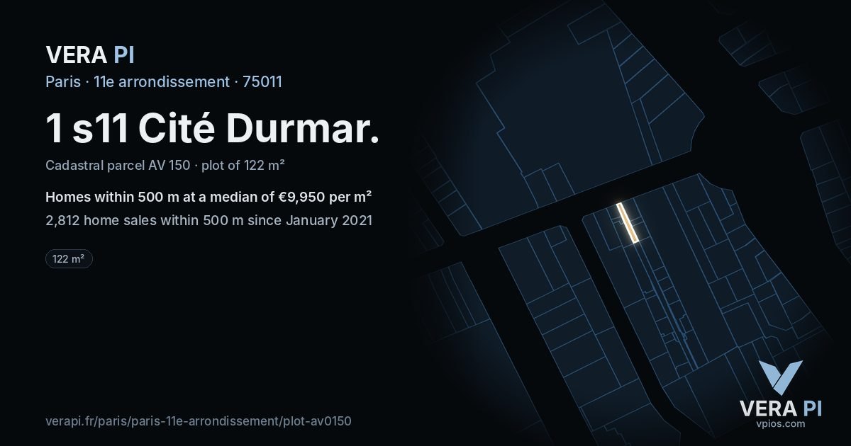 1 s11 Cité Durmar, 11e arrondissement at night – the plot lit, the parcels around coloured by the prices near them
