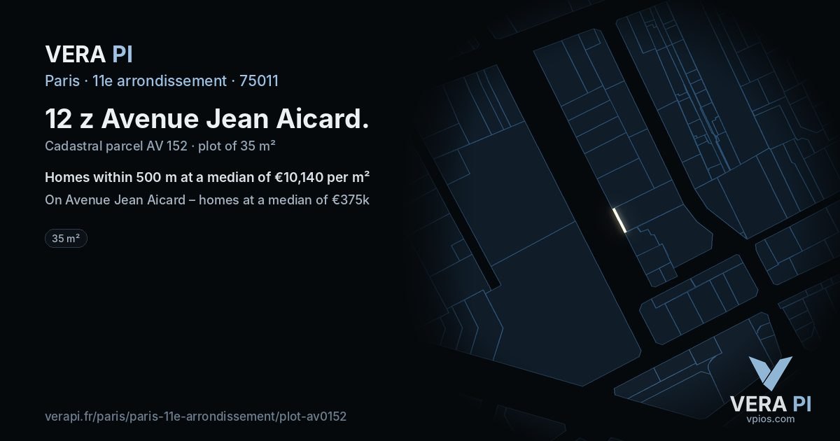 12 z Avenue Jean Aicard, 11e arrondissement at night – the plot lit, the parcels around coloured by the prices near them