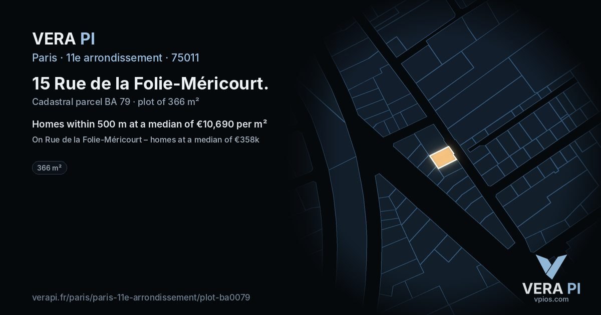 15 Rue de la Folie-Méricourt, 11e arrondissement at night – the plot lit, the parcels around coloured by the prices near them