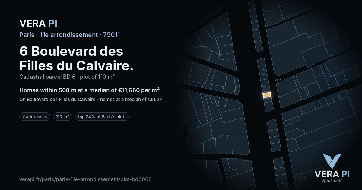 6 Boulevard des Filles du Calvaire, 11e arrondissement at night – the plot lit, the parcels around coloured by the prices near them