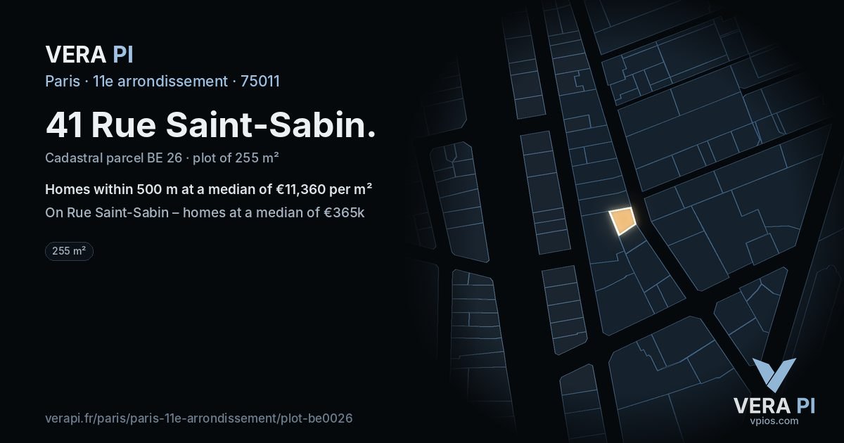 41 Rue Saint-Sabin, 11e arrondissement at night – the plot lit, the parcels around coloured by the prices near them