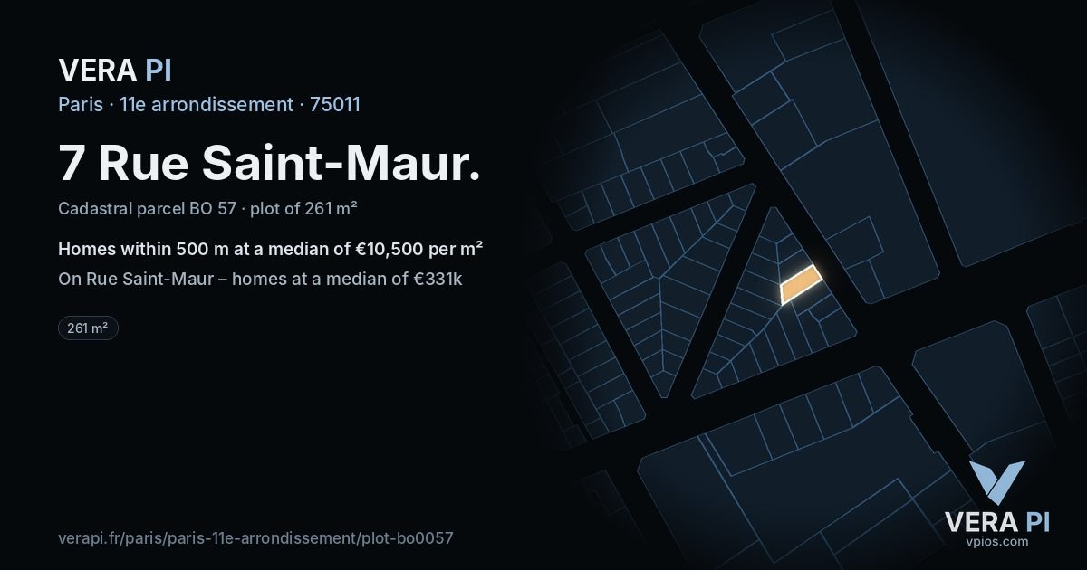 7 Rue Saint-Maur, 11e arrondissement at night – the plot lit, the parcels around coloured by the prices near them