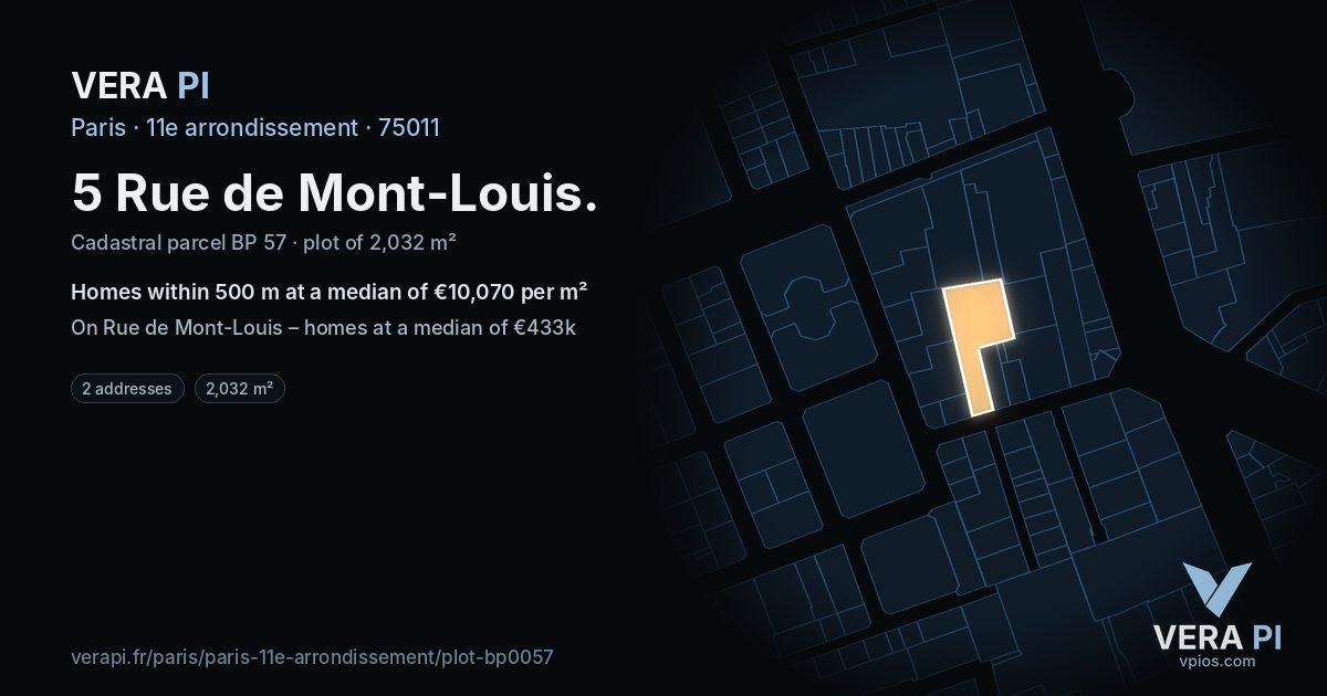 5 Rue de Mont-Louis, 11e arrondissement at night – the plot lit, the parcels around coloured by the prices near them