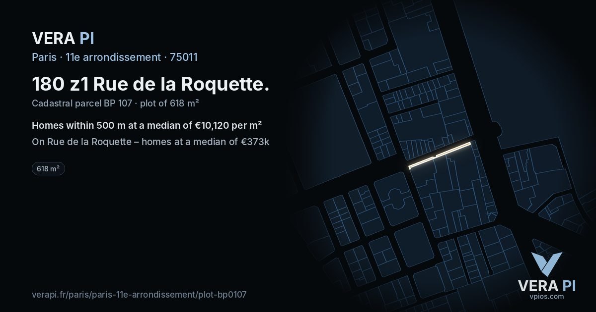 180 z1 Rue de la Roquette, 11e arrondissement at night – the plot lit, the parcels around coloured by the prices near them