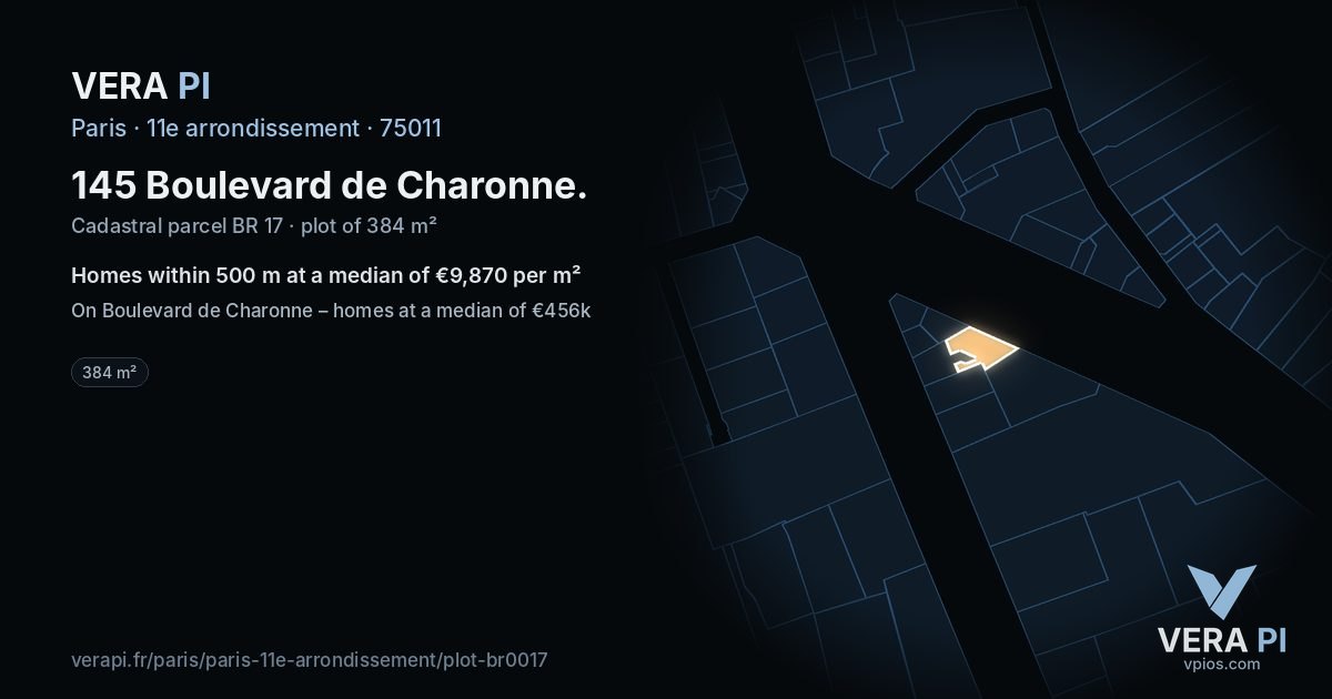 145 Boulevard de Charonne, 11e arrondissement at night – the plot lit, the parcels around coloured by the prices near them