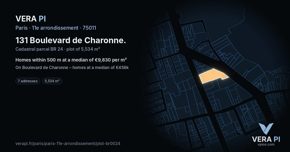 131 Boulevard de Charonne, 11e arrondissement at night – the plot lit, the parcels around coloured by the prices near them