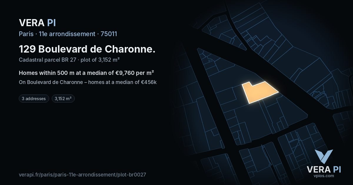 129 Boulevard de Charonne, 11e arrondissement at night – the plot lit, the parcels around coloured by the prices near them