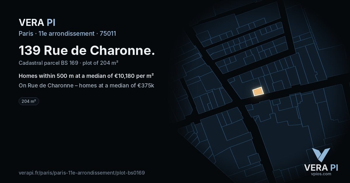 139 Rue de Charonne, 11e arrondissement at night – the plot lit, the parcels around coloured by the prices near them