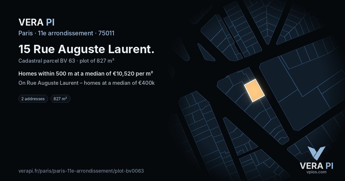 15 Rue Auguste Laurent, 11e arrondissement at night – the plot lit, the parcels around coloured by the prices near them