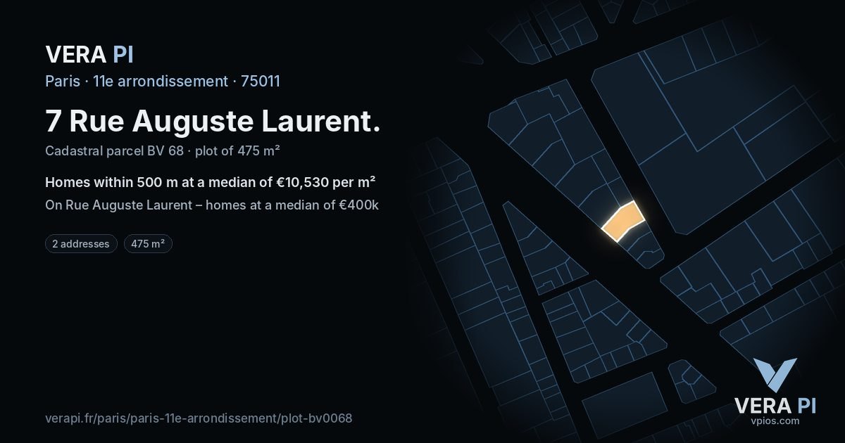 7 Rue Auguste Laurent, 11e arrondissement at night – the plot lit, the parcels around coloured by the prices near them