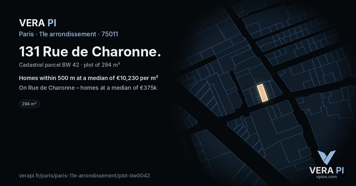 131 Rue de Charonne, 11e arrondissement at night – the plot lit, the parcels around coloured by the prices near them