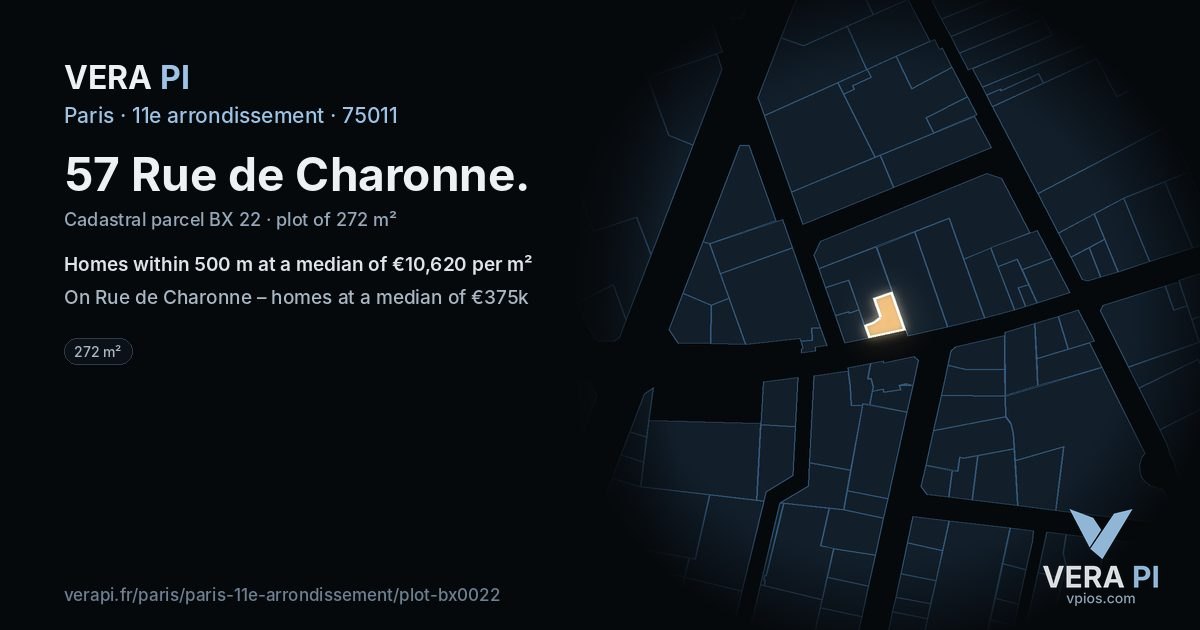 57 Rue de Charonne, 11e arrondissement at night – the plot lit, the parcels around coloured by the prices near them