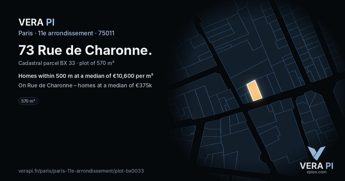 73 Rue de Charonne, 11e arrondissement at night – the plot lit, the parcels around coloured by the prices near them