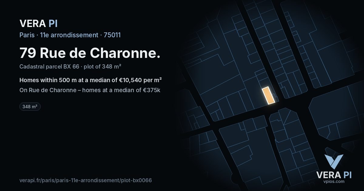 79 Rue de Charonne, 11e arrondissement at night – the plot lit, the parcels around coloured by the prices near them