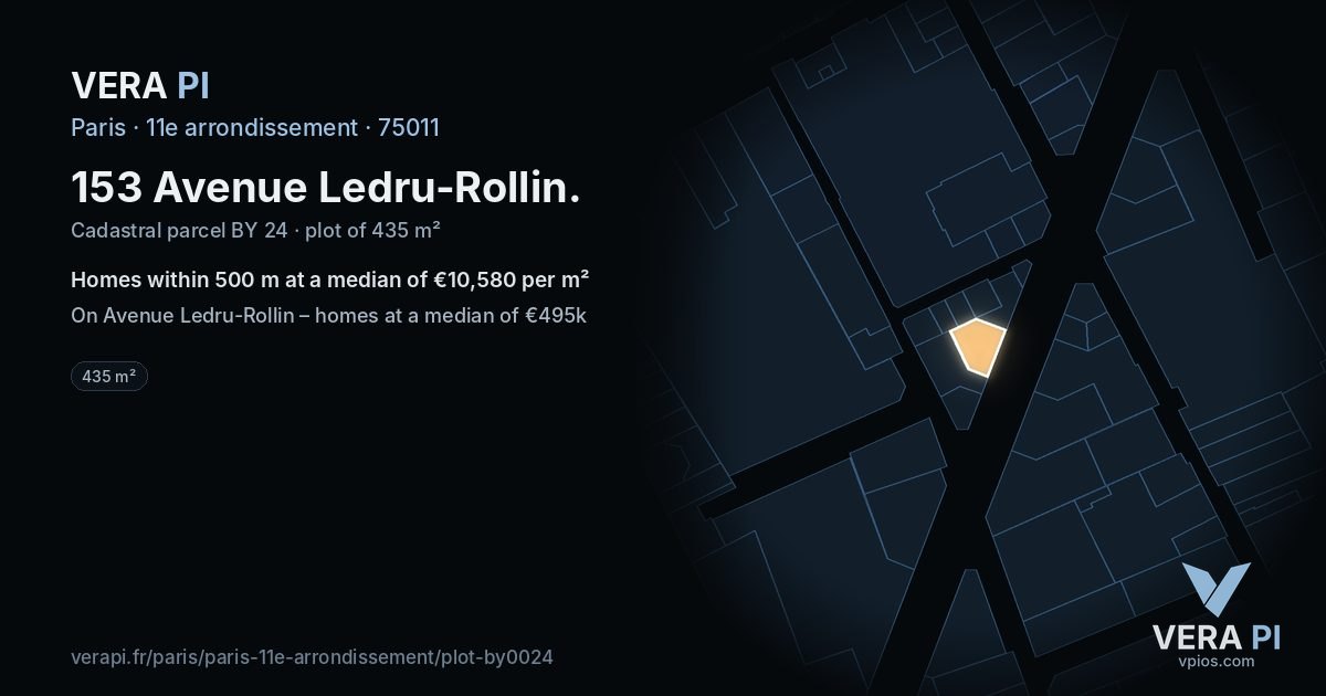153 Avenue Ledru-Rollin, 11e arrondissement at night – the plot lit, the parcels around coloured by the prices near them