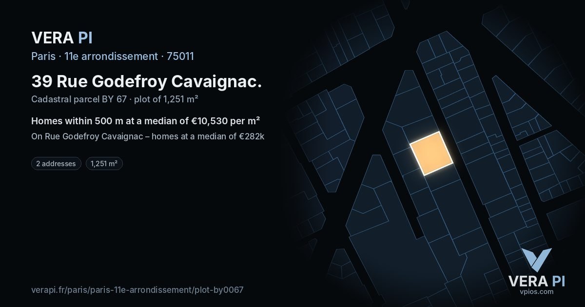 39 Rue Godefroy Cavaignac, 11e arrondissement at night – the plot lit, the parcels around coloured by the prices near them
