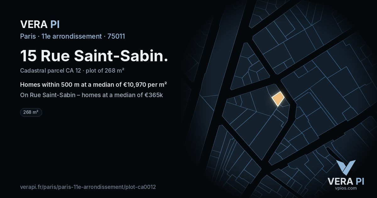 15 Rue Saint-Sabin, 11e arrondissement at night – the plot lit, the parcels around coloured by the prices near them