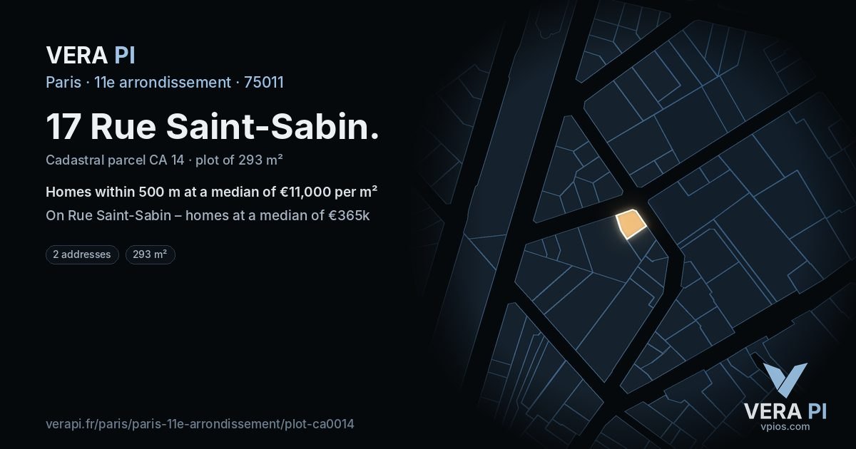 17 Rue Saint-Sabin, 11e arrondissement at night – the plot lit, the parcels around coloured by the prices near them