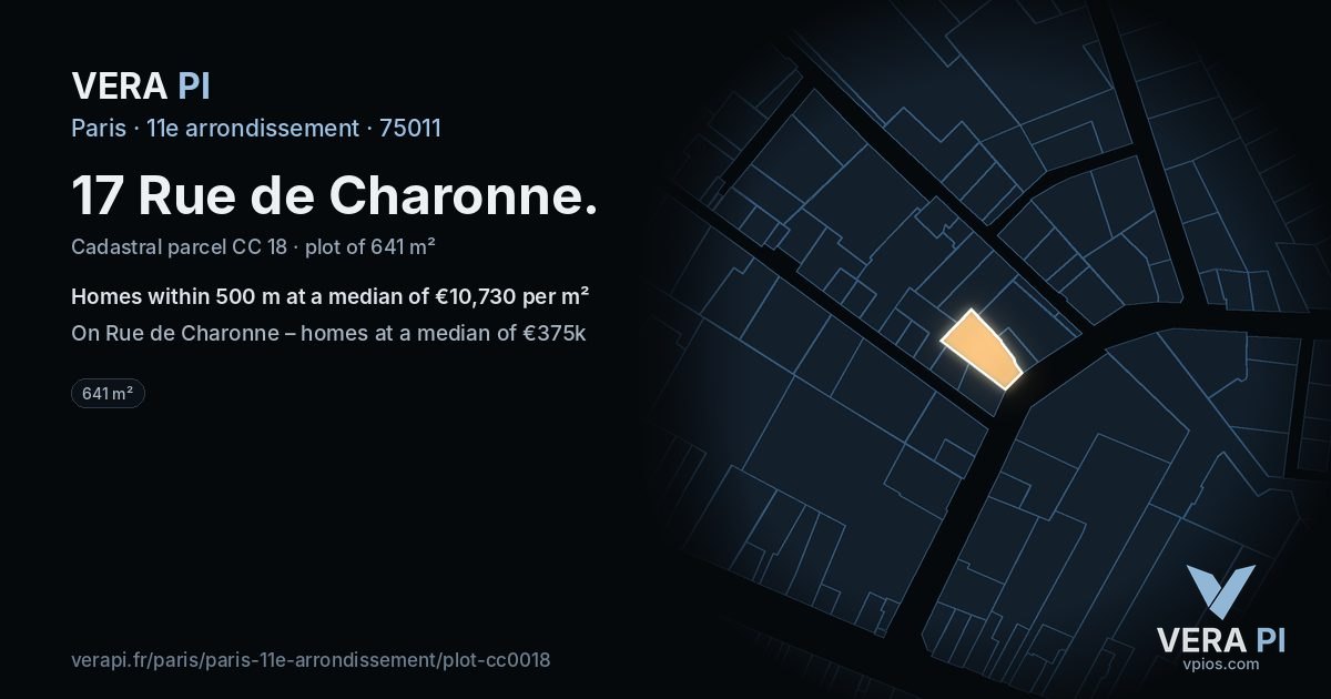 17 Rue de Charonne, 11e arrondissement at night – the plot lit, the parcels around coloured by the prices near them