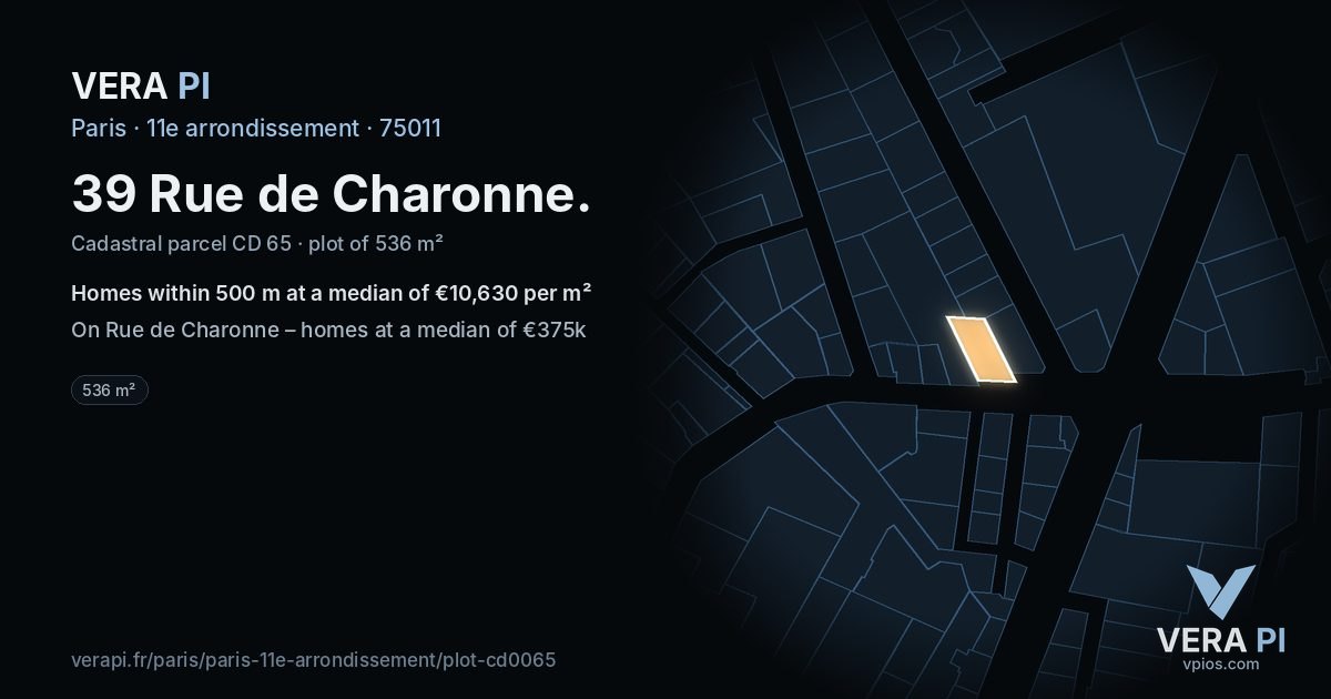 39 Rue de Charonne, 11e arrondissement at night – the plot lit, the parcels around coloured by the prices near them