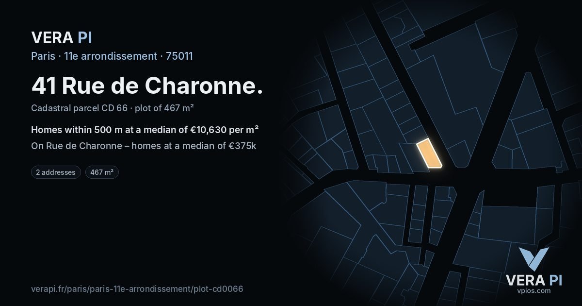 41 Rue de Charonne, 11e arrondissement at night – the plot lit, the parcels around coloured by the prices near them