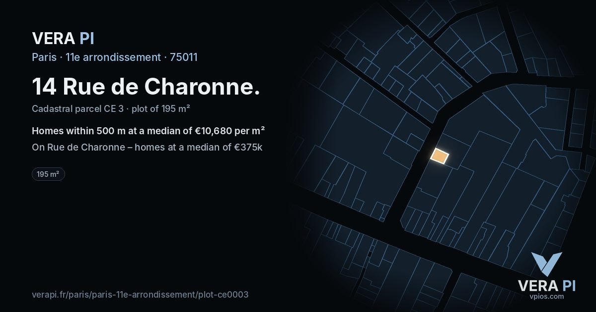 14 Rue de Charonne, 11e arrondissement at night – the plot lit, the parcels around coloured by the prices near them