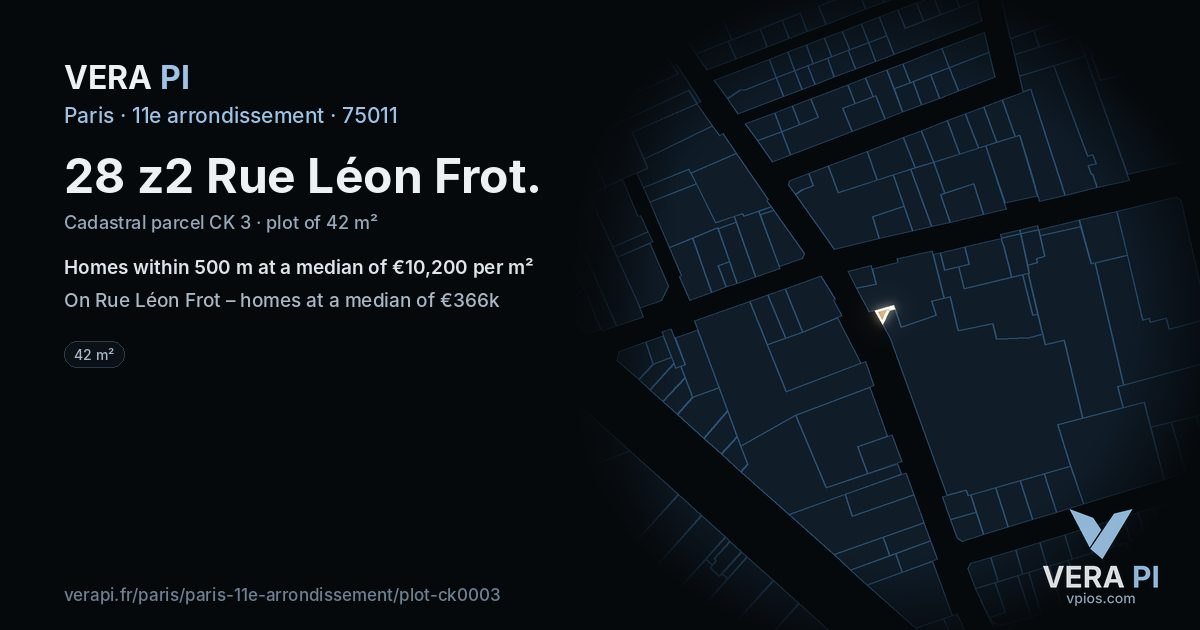 28 z2 Rue Léon Frot, 11e arrondissement at night – the plot lit, the parcels around coloured by the prices near them