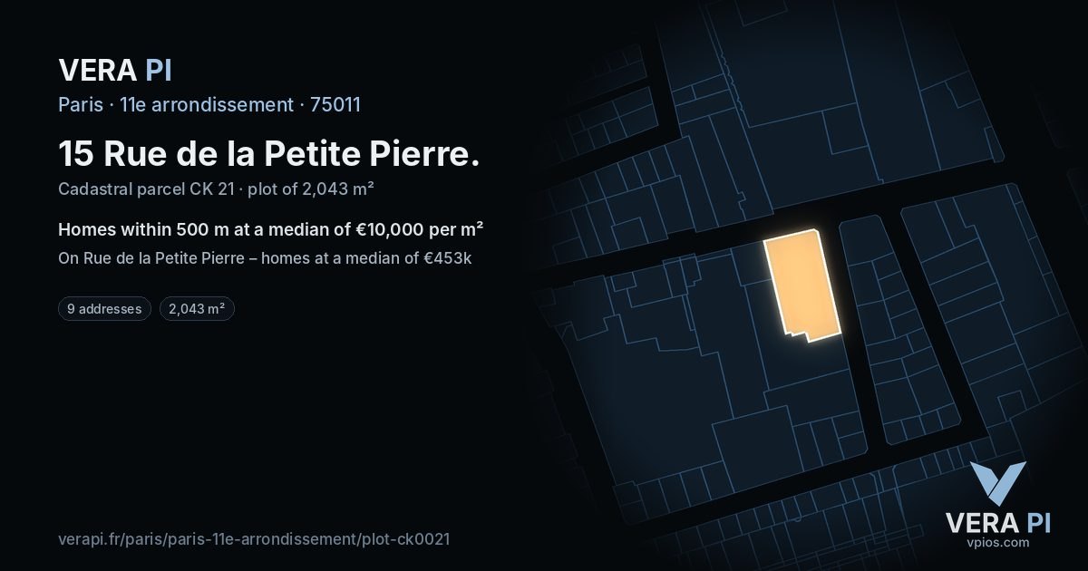 15 Rue de la Petite Pierre, 11e arrondissement at night – the plot lit, the parcels around coloured by the prices near them
