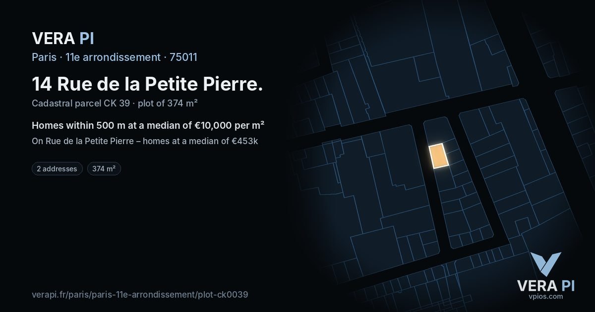 14 Rue de la Petite Pierre, 11e arrondissement at night – the plot lit, the parcels around coloured by the prices near them