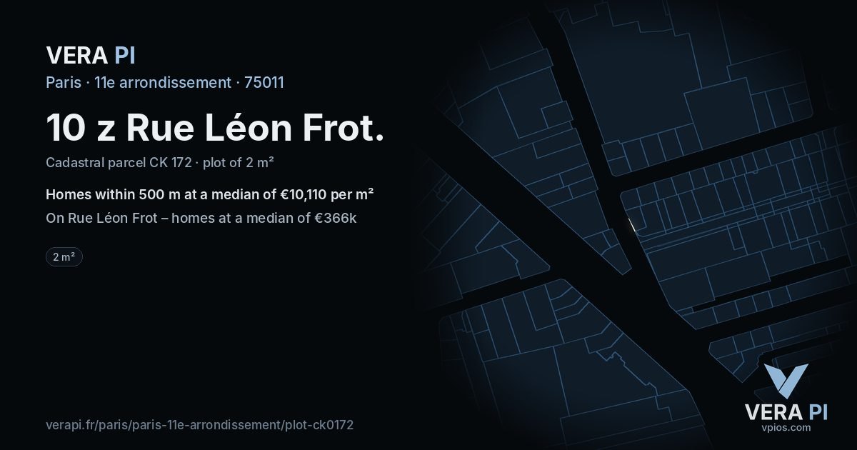 10 z Rue Léon Frot, 11e arrondissement at night – the plot lit, the parcels around coloured by the prices near them