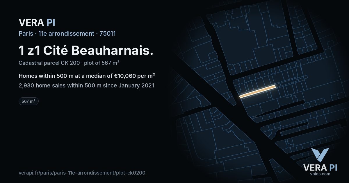 1 z1 Cité Beauharnais, 11e arrondissement at night – the plot lit, the parcels around coloured by the prices near them