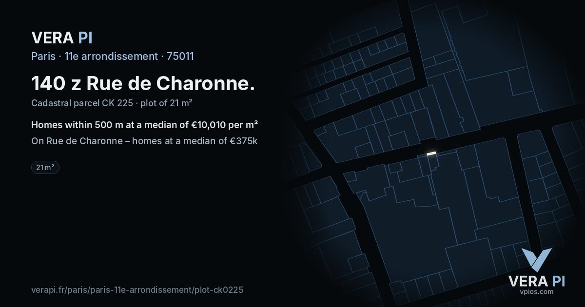 140 z Rue de Charonne, 11e arrondissement at night – the plot lit, the parcels around coloured by the prices near them
