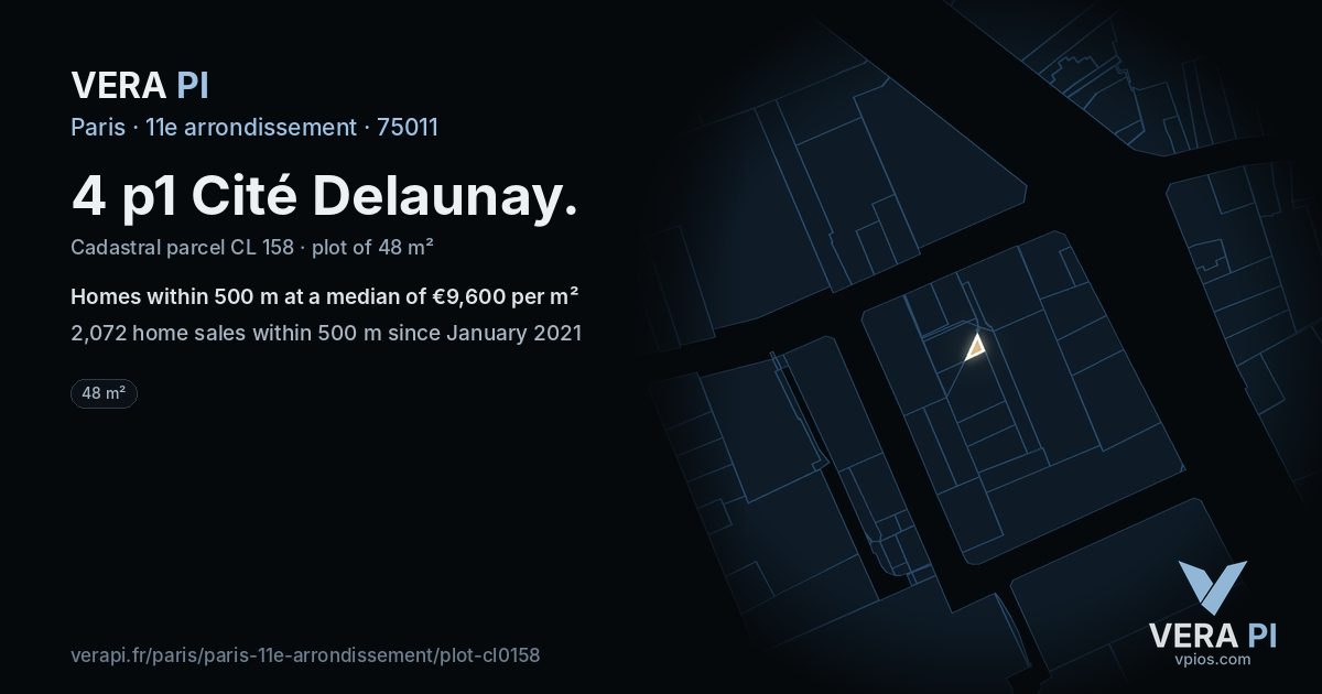 4 p1 Cité Delaunay, 11e arrondissement at night – the plot lit, the parcels around coloured by the prices near them