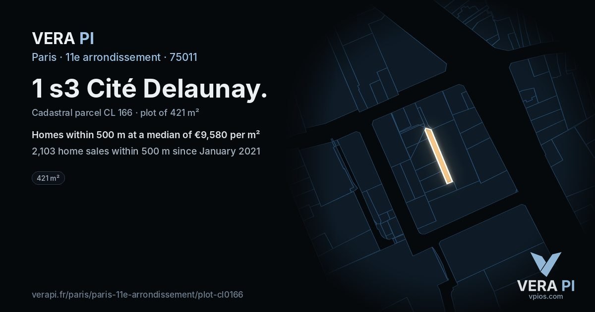 1 s3 Cité Delaunay, 11e arrondissement at night – the plot lit, the parcels around coloured by the prices near them