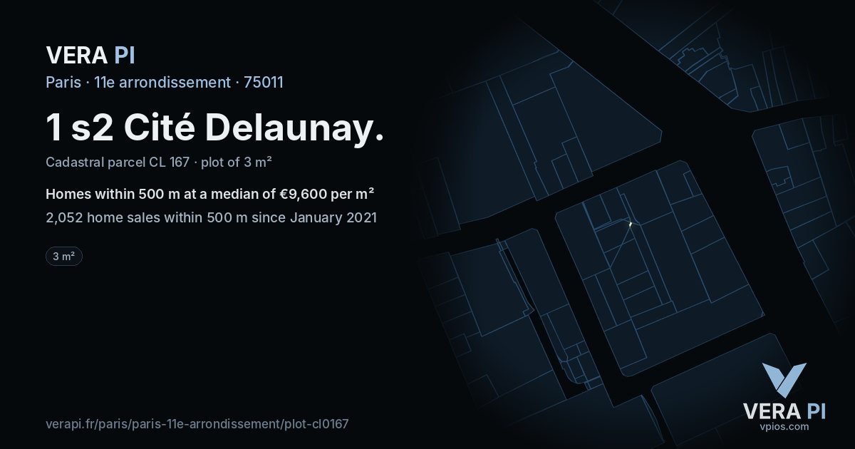 1 s2 Cité Delaunay, 11e arrondissement at night – the plot lit, the parcels around coloured by the prices near them