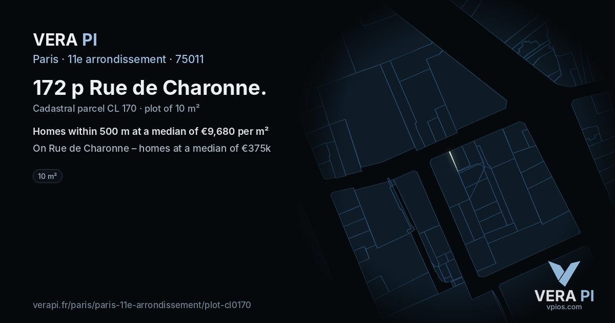 172 p Rue de Charonne, 11e arrondissement at night – the plot lit, the parcels around coloured by the prices near them