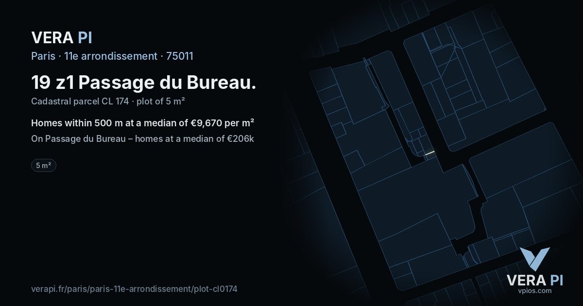 19 z1 Passage du Bureau, 11e arrondissement at night – the plot lit, the parcels around coloured by the prices near them