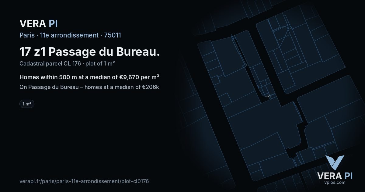 17 z1 Passage du Bureau, 11e arrondissement at night – the plot lit, the parcels around coloured by the prices near them