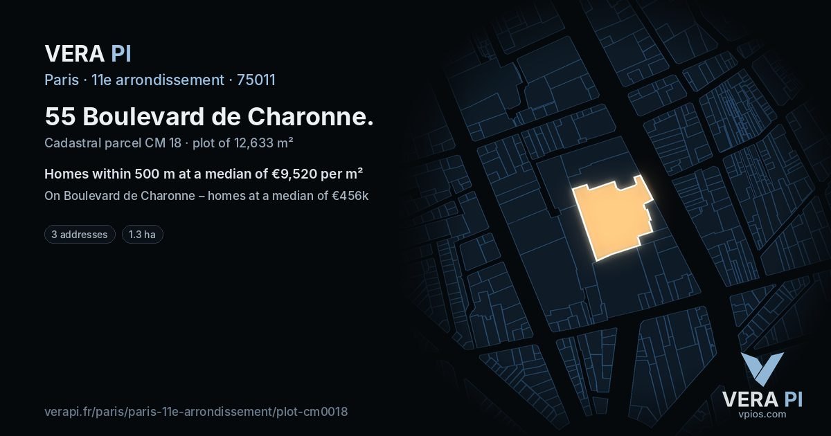 55 Boulevard de Charonne, 11e arrondissement at night – the plot lit, the parcels around coloured by the prices near them